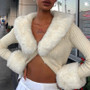 Knitted Cardigans Sweater Furry Long Sleeve