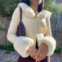 Knitted Cardigans Sweater Furry Long Sleeve