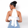 Sleeveless Backless Halter Cross Crop Top