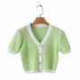 crop sweater tops short sleeve v neck short cardigan