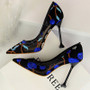 2021 High Heels Luxury Pointed Toe Blue Heels Pumps