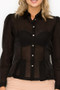 Organza Pleated Long Sleeve Blouse