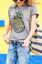 Round Neck Pineapple Printed T-Shirts