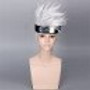 NARUTO Hatake Kakashi Short Cosplay Wig Silver White Heat Resistant Sythetic Hair Wigs + Headband + Mask