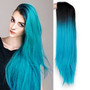 Ombre Green Straight Long Synthetic Wigs For Women 24 inch 9 Color Cosplay Wigs