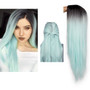 Ombre Green Straight Long Synthetic Wigs For Women 24 inch 9 Color Cosplay Wigs