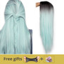 Ombre Green Straight Long Synthetic Wigs For Women 24 inch 9 Color Cosplay Wigs