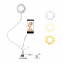 2 in 1 Cell Phone Holder with LED Selfie Ring Light for Live Stream Phone Clip Holder Adjustable Desk Lamp Makeup Light