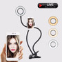 2 in 1 Cell Phone Holder with LED Selfie Ring Light for Live Stream Phone Clip Holder Adjustable Desk Lamp Makeup Light