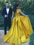 Off The Shoulder Yellow Prom Dress Plus Size Cheap Prom Dress #ER462