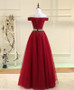 Off The Shoulder Red Prom Dress Cheap A Line Tulle Prom Dress #ER400