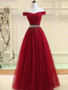 Off The Shoulder Red Prom Dress Cheap A Line Tulle Prom Dress #ER400