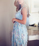 Lace Blue Prom Dress Lace V Neck Long Vintage Prom Dress #ER513