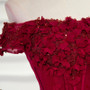 Burgundy Off The Shoulder Prom Dress Lace Cheap Plus Size Prom Dress #ER503