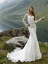 Mermaid Lace Wedding Dress Long Sleeve White Cheap Wedding Dress #ER369