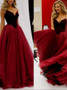 Ball Gown Burgundy Prom Dress Cheap Long Prom Dress #ER174