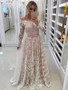 Long Sleeve Wedding Dress Vintage Elegant Lace Cheap Wedding Dress #ER160
