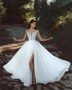 Chic Chiffon Ivory Wedding Dress A Line Lace Cheap Wedding Dress #ER154