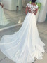 Chic Chiffon Ivory Wedding Dress A Line Lace Cheap Wedding Dress #ER153