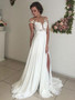 Chic Chiffon Ivory Wedding Dress A Line Lace Cheap Wedding Dress #ER153