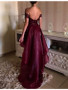 Burgundy Prom Dress Off The Shoulder Cheap Party Prom Dress #ER146