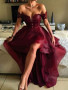 Burgundy Prom Dress Off The Shoulder Cheap Party Prom Dress #ER146
