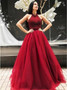 Chic Burgundy Prom Dress Cheap Tulle Prom Dress #ER026