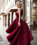 Burgundy Lace Prom Dress Cheap Long Party Prom Dress #ER021