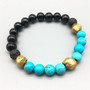 Turquoise Beaded Bracelet with| Handmade African Brass Beads