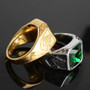 Masonic Ring<br> Green Gemstone Gold