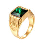 Masonic Ring<br> Green Gemstone Gold