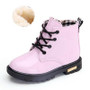 kids Leather Boots Boys Shoes Spring Autumn PU Leather Children Boots Fashion Toddler girls Boots Warm Winter Boots kids shoes