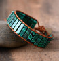 Malaya Malachite Leather Wrap Boho Bracelet