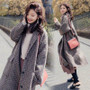 2020 new autumn and winter mid-length Korean student over-knee woolen woolen coat houndstooth woolen coat women-Alibaba