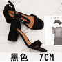 Beige Black Gladiator Sandals Summer Office High Heels Shoes Woman Buckle Strap Pumps Casual Women Shoes Plus Size 34-40 n686