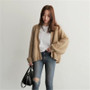 Classic foreign trade Korean chic lazy style sweater female loose student pure color simple short knit sweater cardigan women