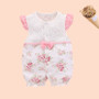 Summer Newborn Baby Lace Net Yarn One-piece Baby Full Moon Clothes Out Clothes Free Bib