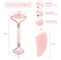 Rose Quartz Roller Slimming Face Massager Lifting Tool Natural Jade Facial Massage Roller Stone Skin Massage Beauty Care Set Box