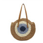 Round Straw Beach Bag Vintage Handmade Woven Shoulder Bag Raffia circle Rattan bags Bohemian Summer Vacation Casual Bags