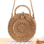 Round Straw Beach Bag Vintage Handmade Woven Shoulder Bag Raffia circle Rattan bags Bohemian Summer Vacation Casual Bags