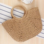 Round Straw Beach Bag Vintage Handmade Woven Shoulder Bag Raffia circle Rattan bags Bohemian Summer Vacation Casual Bags