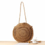 Round Straw Beach Bag Vintage Handmade Woven Shoulder Bag Raffia circle Rattan bags Bohemian Summer Vacation Casual Bags