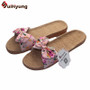 Suihyung Women Flax Slippers Summer Casual Slides Beach Shoes Ladies Indoor Shoes Home Linen Slippers Floral bow-knot Flip Flops