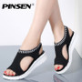 PINSEN Women Sandals 2019 New Female Shoes Woman Summer Wedge Comfortable Sandals Ladies Slip-on Flat Sandals Women Sandalias