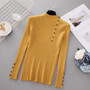 New Fashion Button Turtleneck Sweater Women Spring Autumn Solid Knitted Pullover Women Slim Soft Jumper Sweater Female Knit Tops