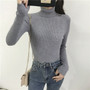 2019 Autumn Winter Thick Sweater Women Knitted Ribbed Pullover Sweater Long Sleeve Turtleneck Slim Jumper Soft Warm Pull Femme