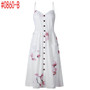 Summer Women Dress Vintage Sexy Bohemian Floral Tunic Beach Dress Sundress Pocket Red White Dress Striped Female