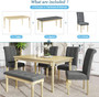 Table Set with 4 High Back Upholstered Dining Chairs and Tufted Bench