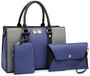 Dasein Women's Fashion Two Tone Handbags Top Handle Satchel Shoulder Bag