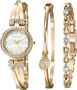 Swarovski Crystal-Accented Gold-Tone Bangle Watch and Bracelet Set